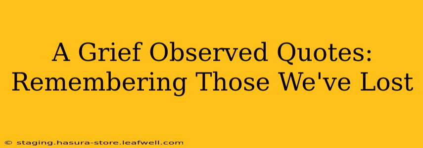 A Grief Observed Quotes:  Remembering Those We've Lost