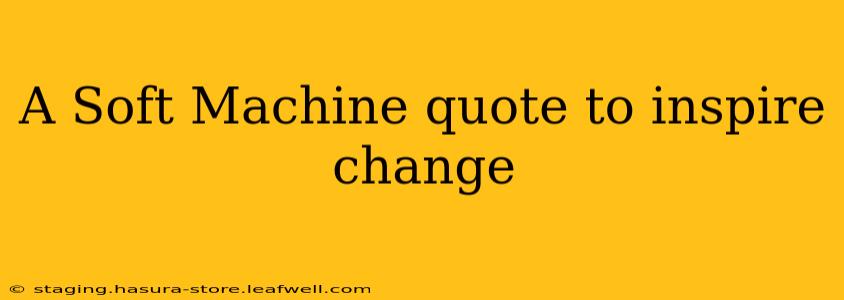 A Soft Machine quote to inspire change