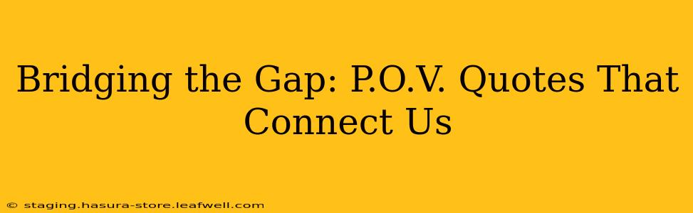 Bridging the Gap: P.O.V. Quotes That Connect Us