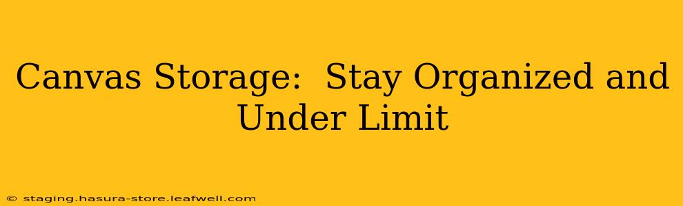 Canvas Storage:  Stay Organized and Under Limit