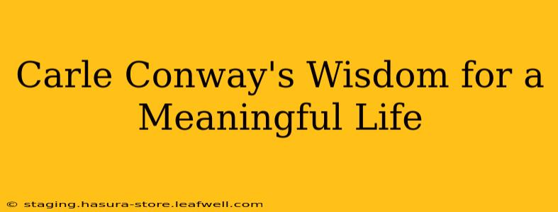 Carle Conway's Wisdom for a Meaningful Life