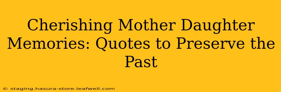 Cherishing Mother Daughter Memories: Quotes to Preserve the Past