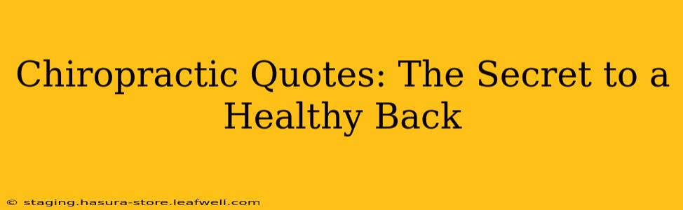 Chiropractic Quotes: The Secret to a Healthy Back
