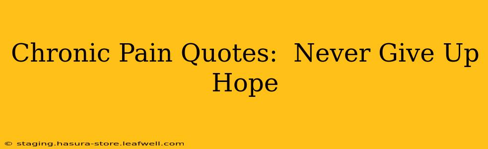 Chronic Pain Quotes:  Never Give Up Hope