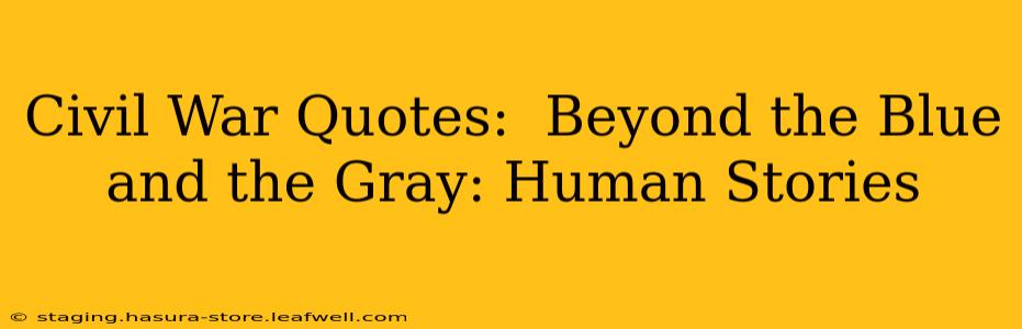 Civil War Quotes:  Beyond the Blue and the Gray: Human Stories