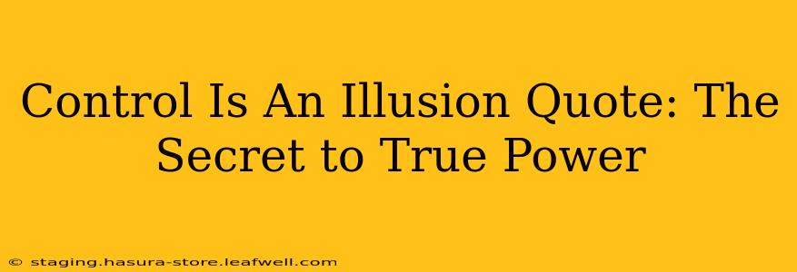 Control Is An Illusion Quote: The Secret to True Power