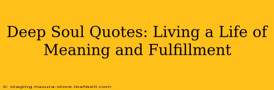 Deep Soul Quotes: Living a Life of Meaning and Fulfillment