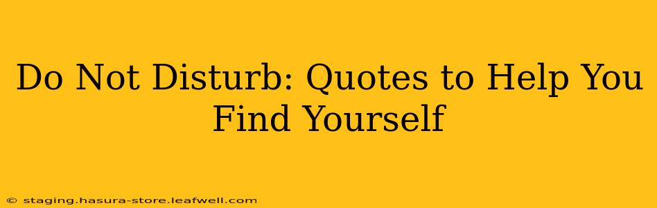 Do Not Disturb: Quotes to Help You Find Yourself