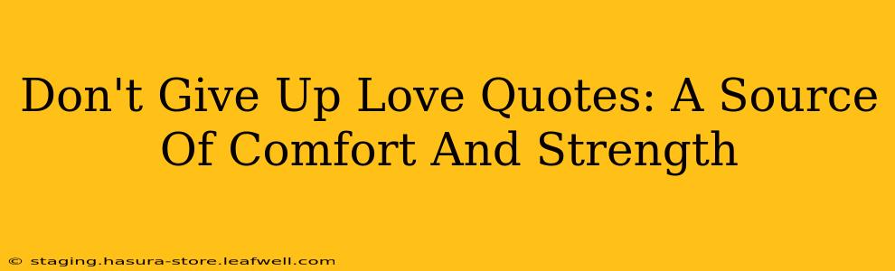Don't Give Up Love Quotes: A Source Of Comfort And Strength