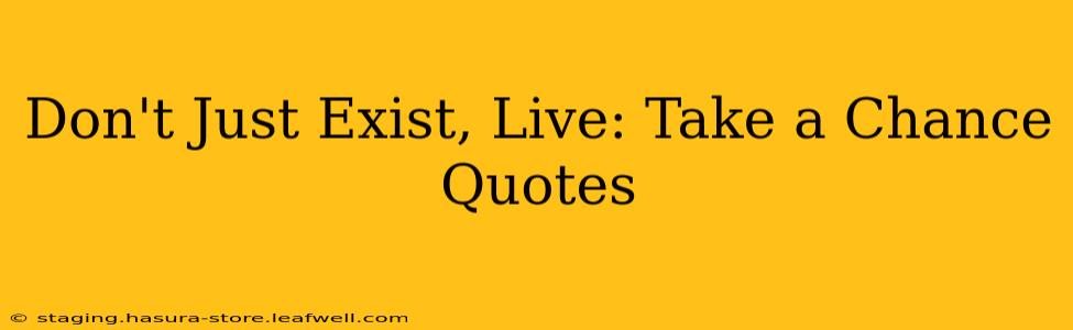 Don't Just Exist, Live: Take a Chance Quotes