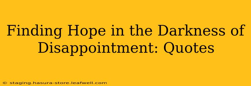 Finding Hope in the Darkness of Disappointment: Quotes