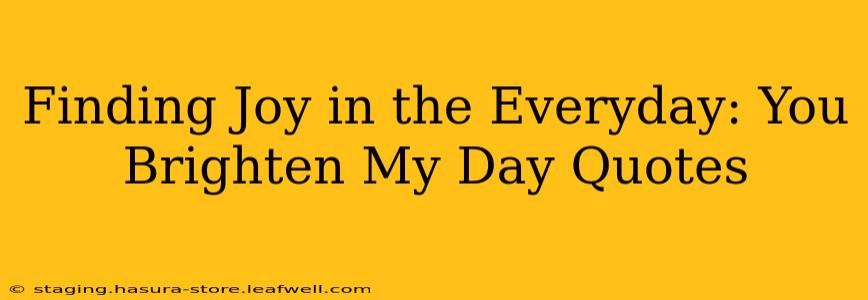 Finding Joy in the Everyday: You Brighten My Day Quotes