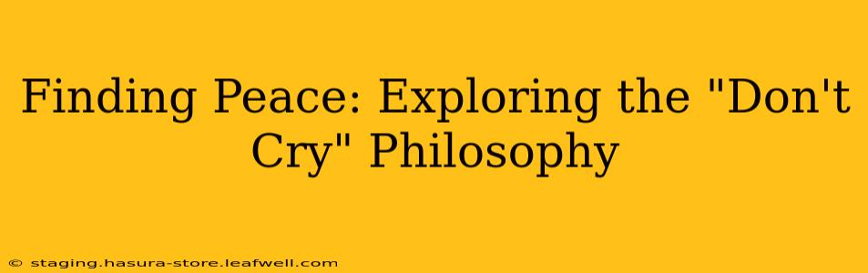 Finding Peace: Exploring the "Don't Cry" Philosophy