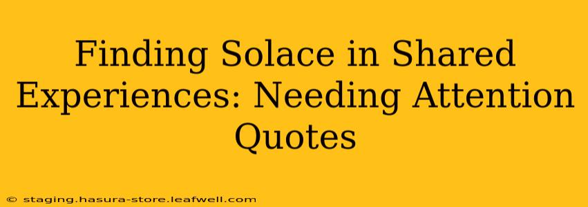 Finding Solace in Shared Experiences: Needing Attention Quotes