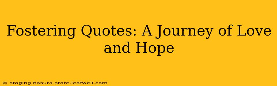 Fostering Quotes: A Journey of Love and Hope