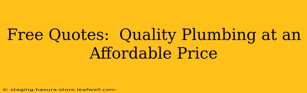 Free Quotes:  Quality Plumbing at an Affordable Price