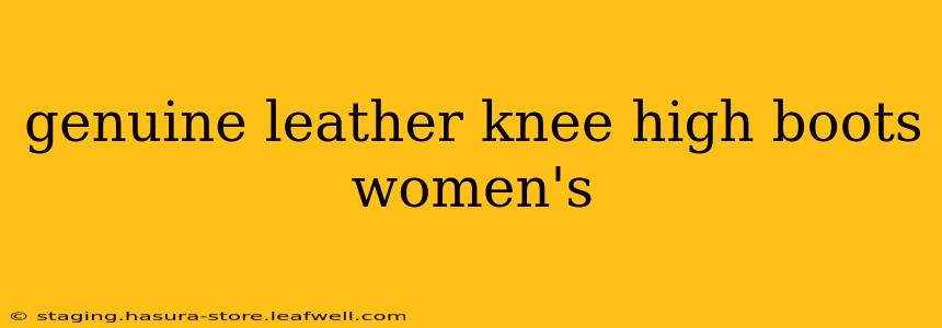 genuine leather knee high boots women's