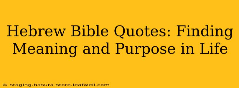 Hebrew Bible Quotes: Finding Meaning and Purpose in Life