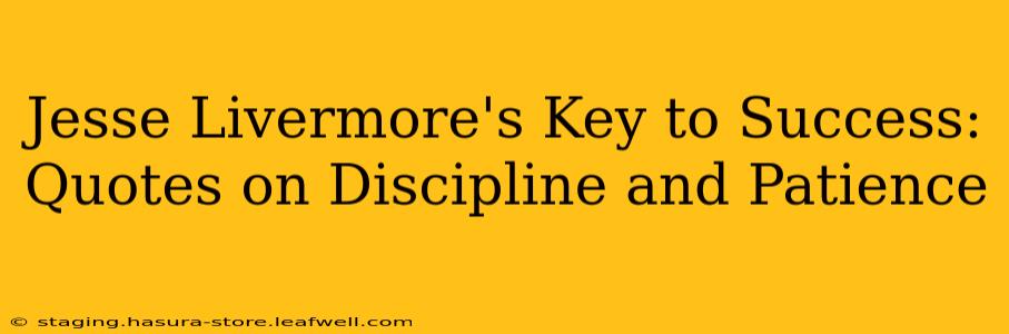 Jesse Livermore's Key to Success: Quotes on Discipline and Patience