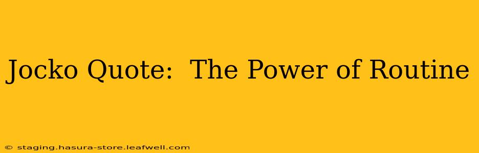 Jocko Quote:  The Power of Routine