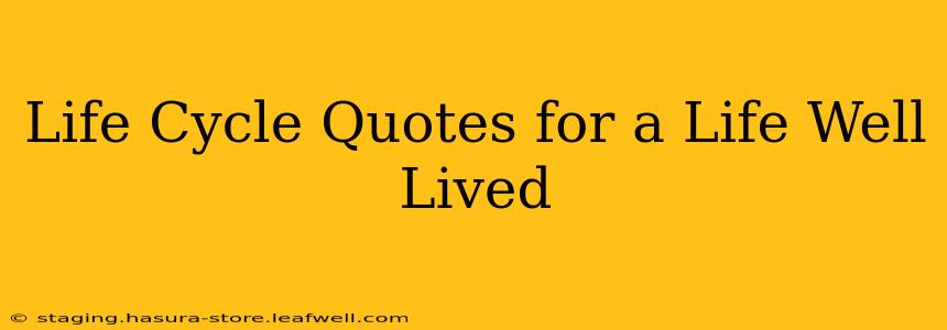 Life Cycle Quotes for a Life Well Lived