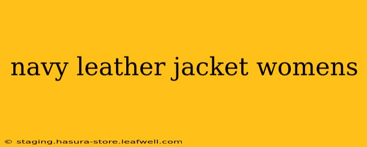 navy leather jacket womens