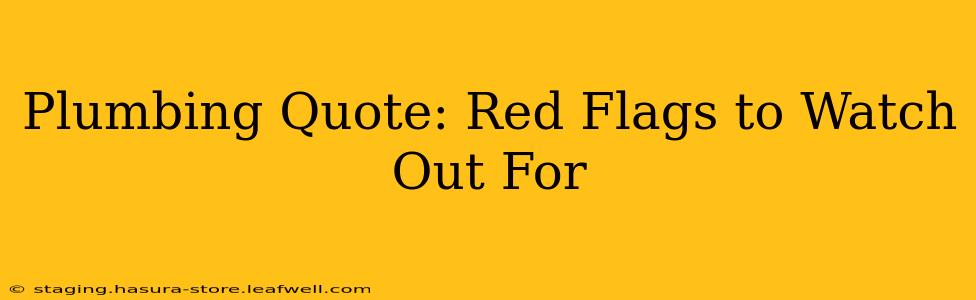 Plumbing Quote: Red Flags to Watch Out For
