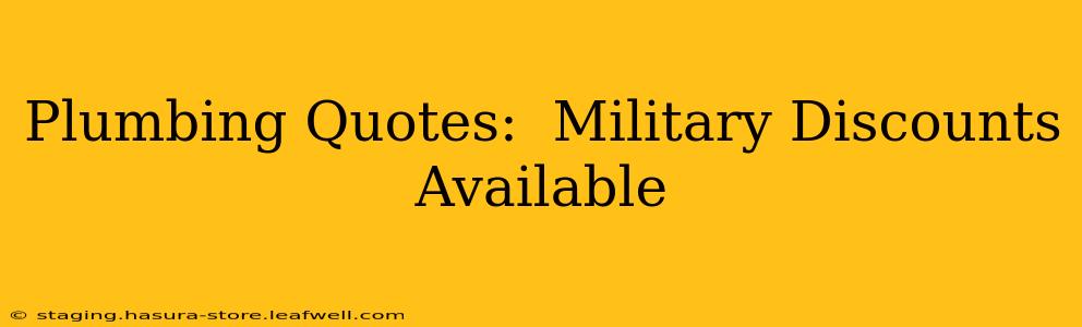 Plumbing Quotes:  Military Discounts Available