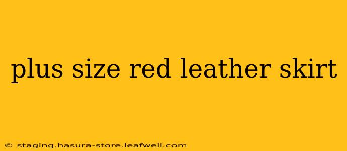 plus size red leather skirt