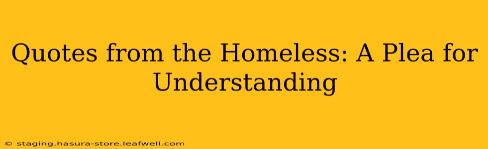 Quotes from the Homeless: A Plea for Understanding