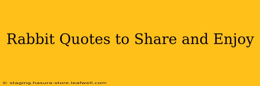 Rabbit Quotes to Share and Enjoy