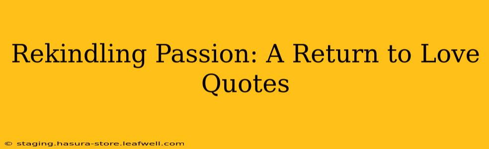 Rekindling Passion: A Return to Love Quotes