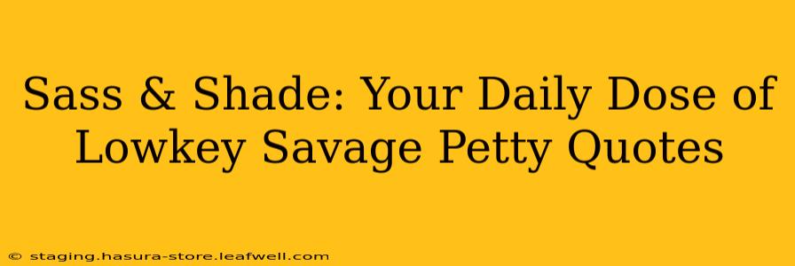 Sass & Shade: Your Daily Dose of Lowkey Savage Petty Quotes