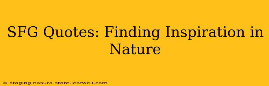 SFG Quotes: Finding Inspiration in Nature
