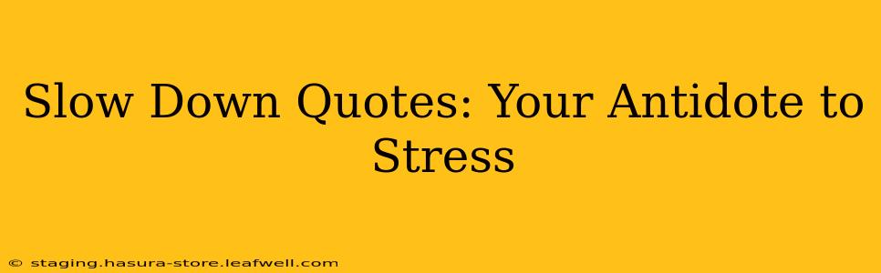 Slow Down Quotes: Your Antidote to Stress