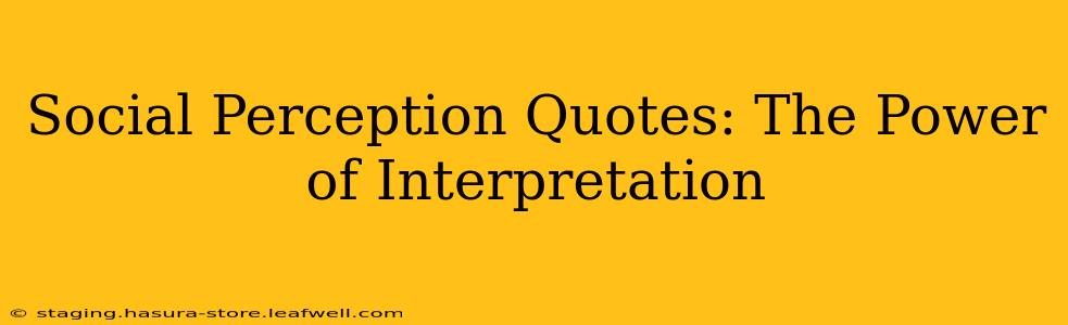 Social Perception Quotes: The Power of Interpretation