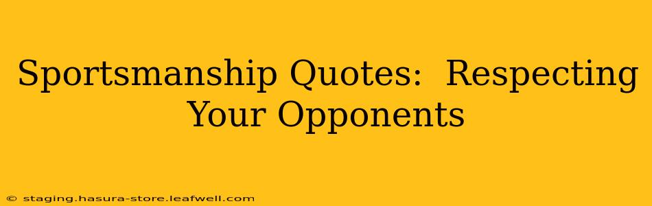 Sportsmanship Quotes:  Respecting Your Opponents