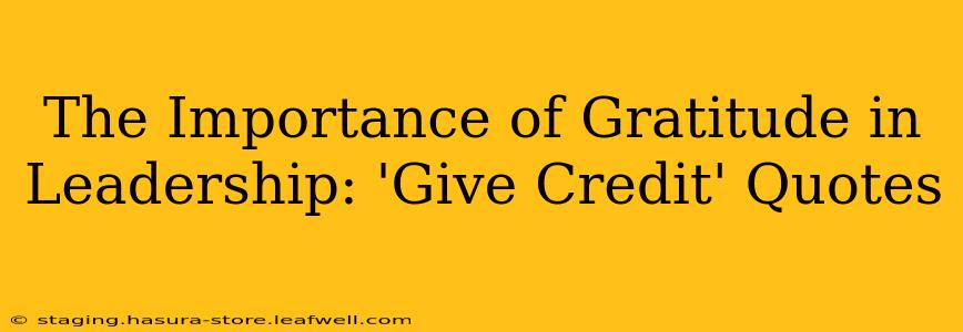 The Importance of Gratitude in Leadership: 'Give Credit' Quotes