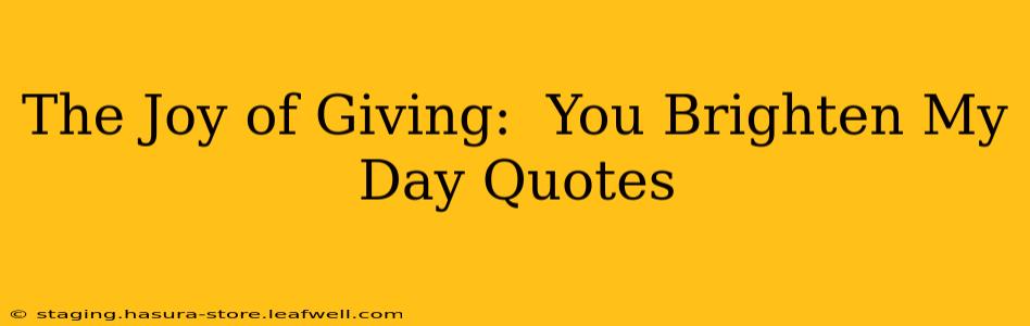 The Joy of Giving:  You Brighten My Day Quotes