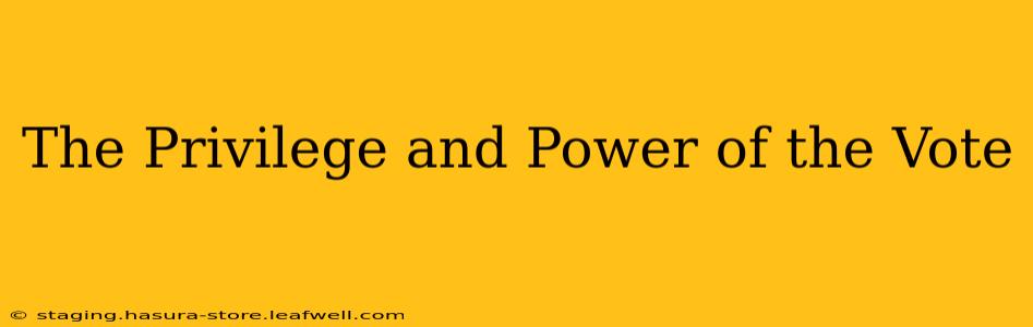 The Privilege and Power of the Vote