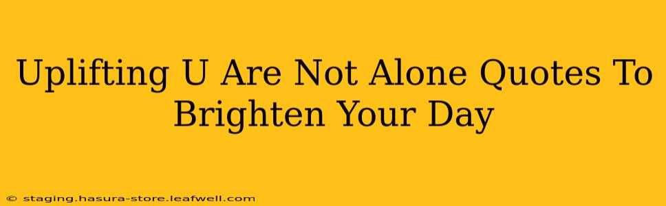 Uplifting U Are Not Alone Quotes To Brighten Your Day