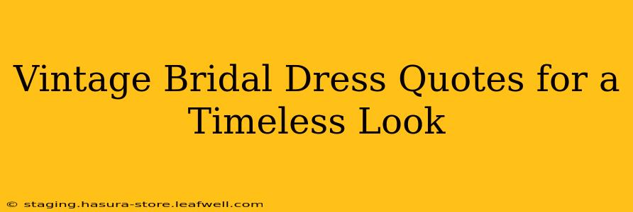 Vintage Bridal Dress Quotes for a Timeless Look