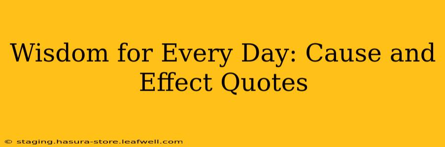 Wisdom for Every Day: Cause and Effect Quotes